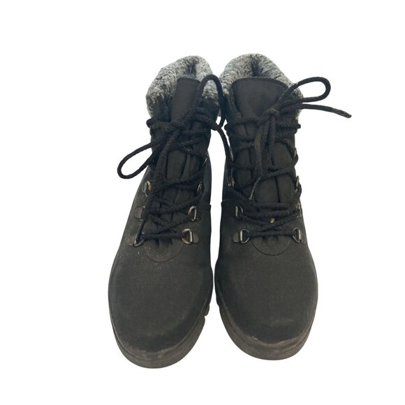 Toe Warmers Women's Size 8.5M Black Fur-Lined Lace-Up winter Ankle Boots Canada - Picture 1 of 7